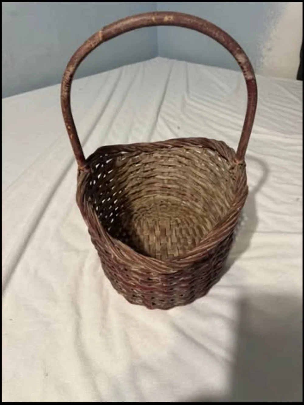 Rustic Brown Woven Basket with Handle - Home Accents